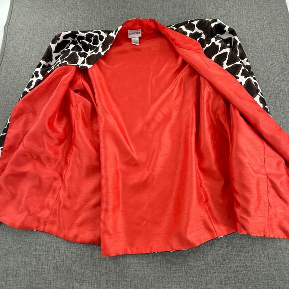 Chico's Open Jacket Lightweight Animal Giraffe Print Size 3 = 16-18 Lined - Picture 4 of 13